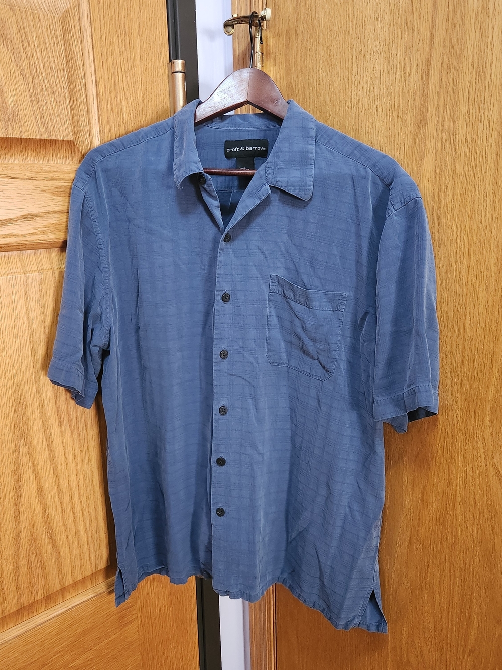 croft & barrow Slate Blue Short-Sleeve Button-Down Shirt